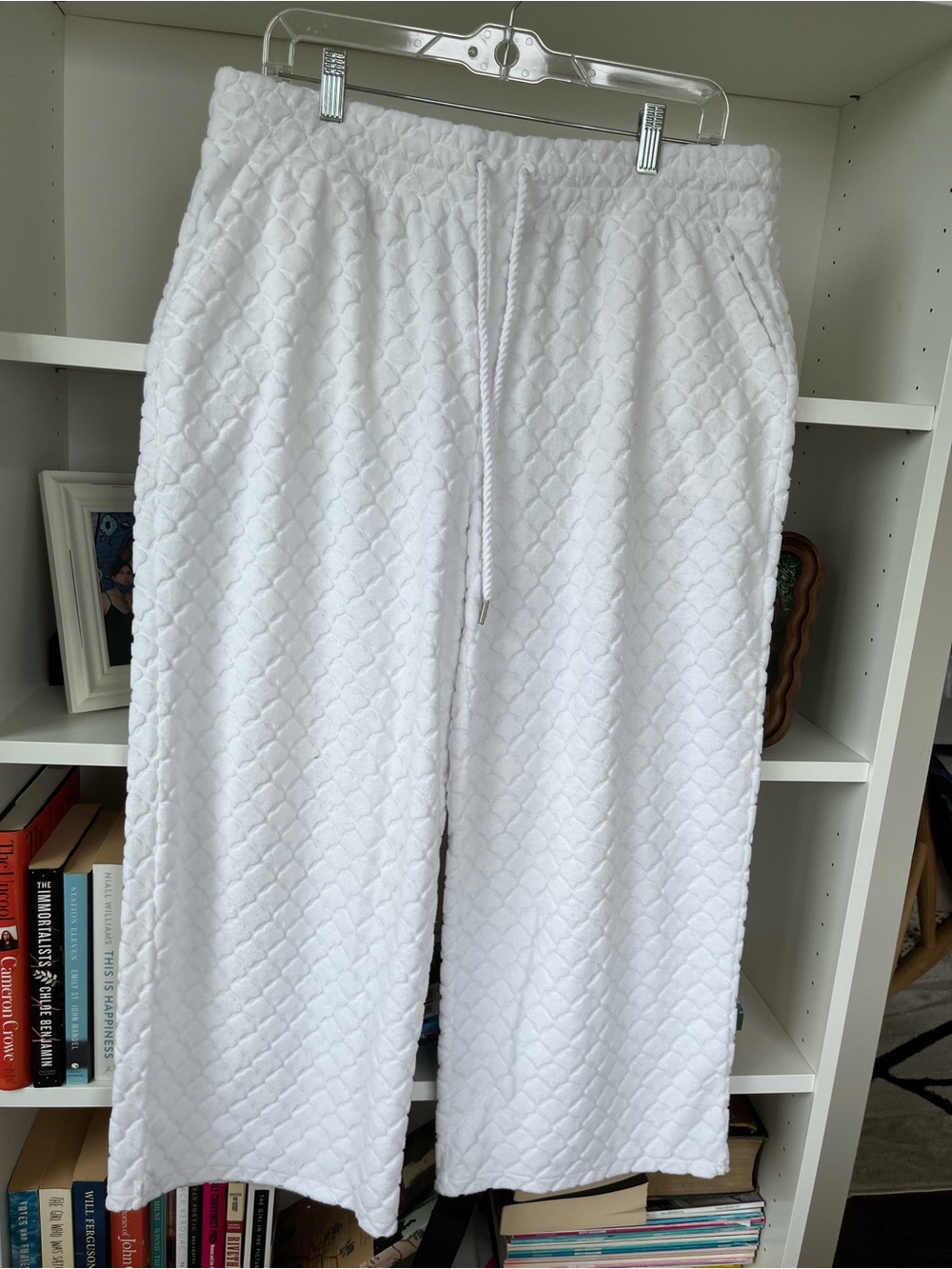 Talbots Terry Cloth Elastic Waist Wide Leg Cropped Lounge Pants Size Large